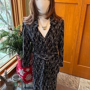 Black Long Sleeve Wrap Dress Designer - Chaps. Elegant, yet Comfortable